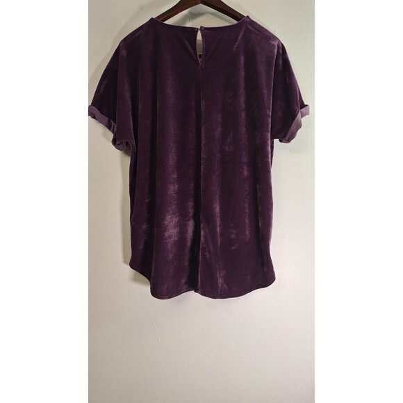 WISHLIST Purple Velour Roll Sleeve Top Women Large Boho Coquette Hippie Casual - Picture 2 of 8